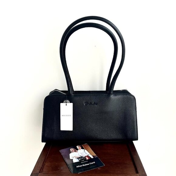 BOSTANTEN Otilia Functional Black Leather Shoulder Bag - Picture 6 of 13